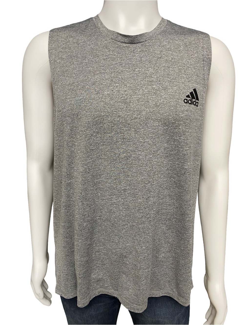 Adidas Men’s 2XL Sleeveless Shirt Gray Climalite Athletic Workout Gym Tank Top